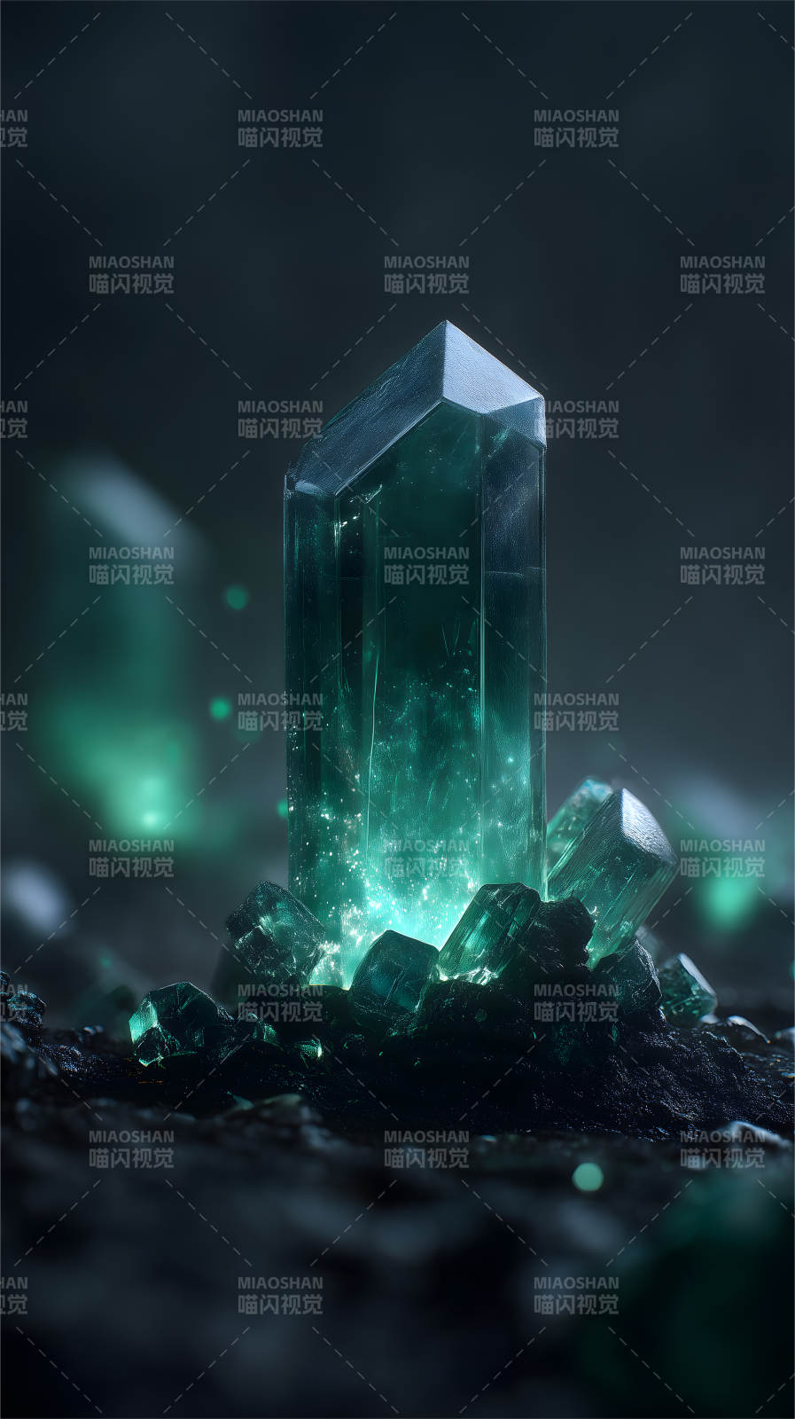 發光的綠色水晶-圖片