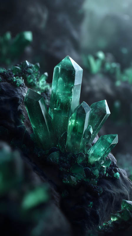 翠綠晶體巖石之美-圖片