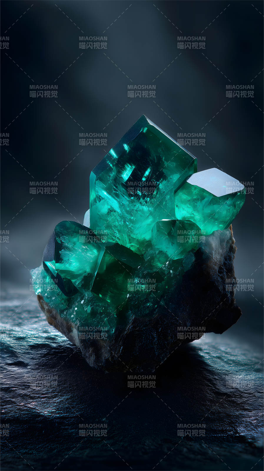 碧绿晶体矿石特写-图片