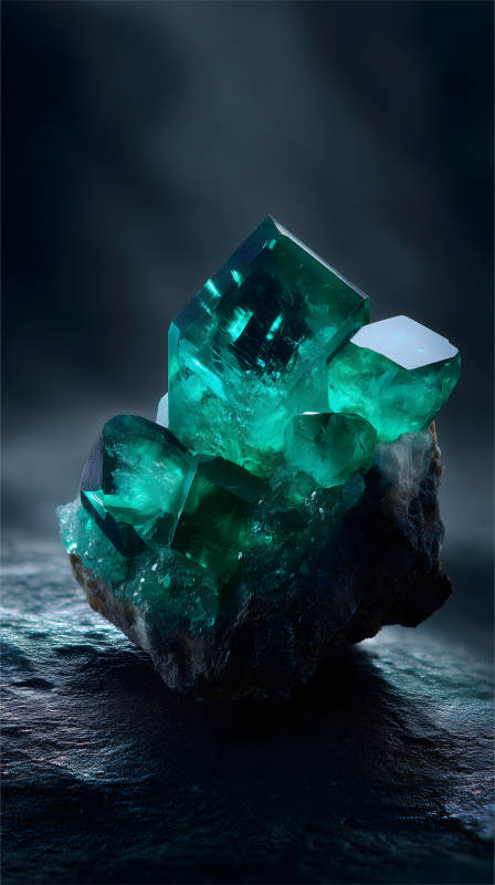 碧綠晶體礦石特寫-圖片