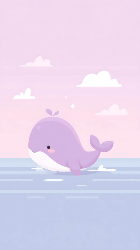 可愛鯨魚卡通插畫-圖片