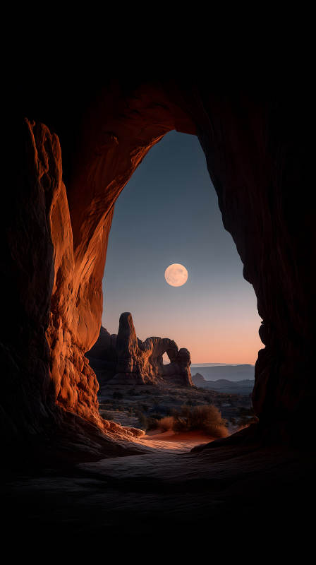 月亮峽谷拱門夜景-圖片