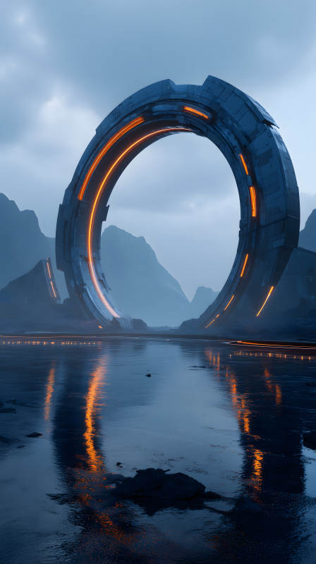 未來科技時空之門靜謐景象-圖片