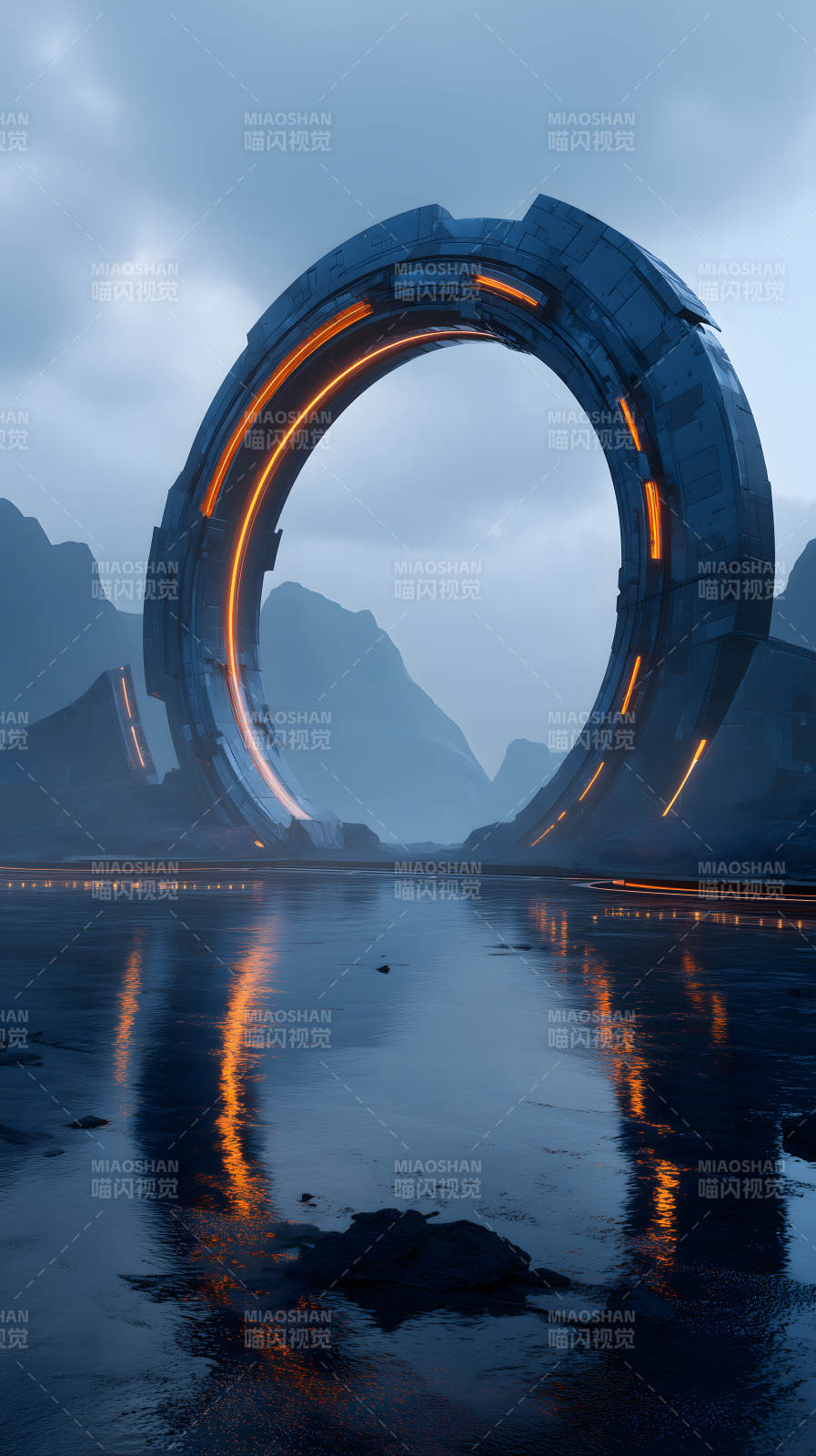 未來科技時空之門靜謐景象-圖片