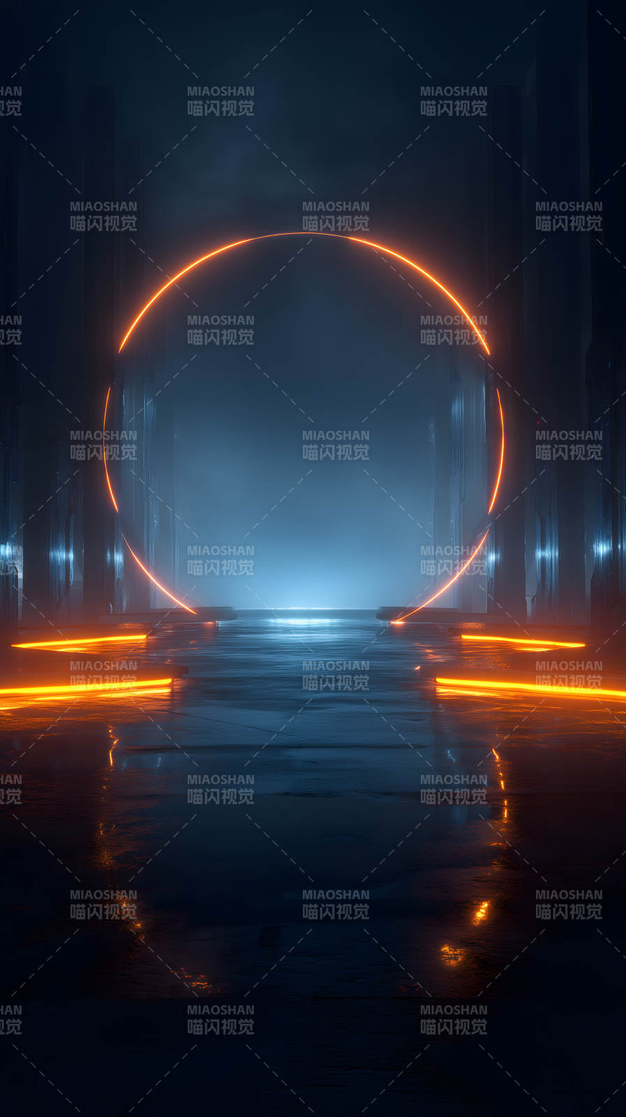 未來空間橙色光圈-圖片