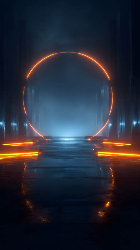 未來空間橙色光圈-圖片