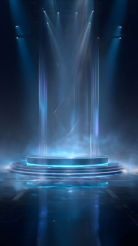 未來(lái)舞臺(tái)藍(lán)色光柱-圖片