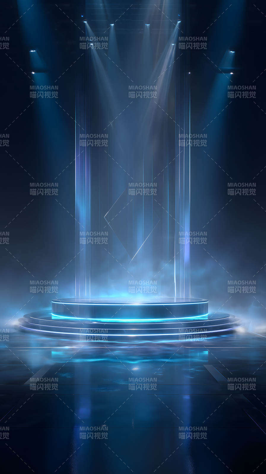 未来舞台蓝色光柱-图片