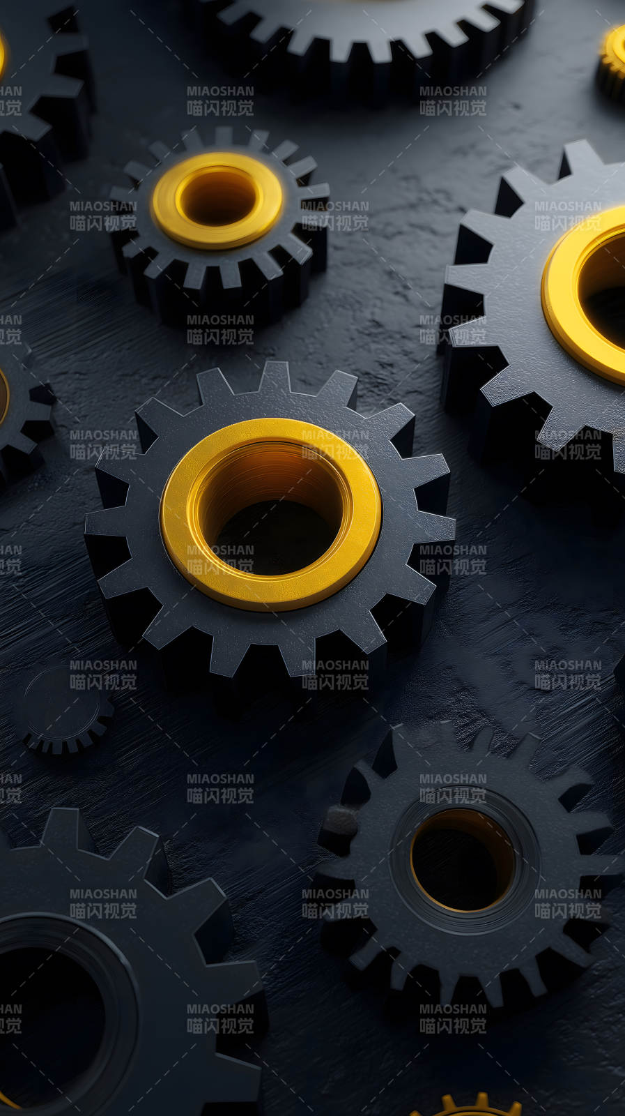 黑色齒輪金色內圈-圖片