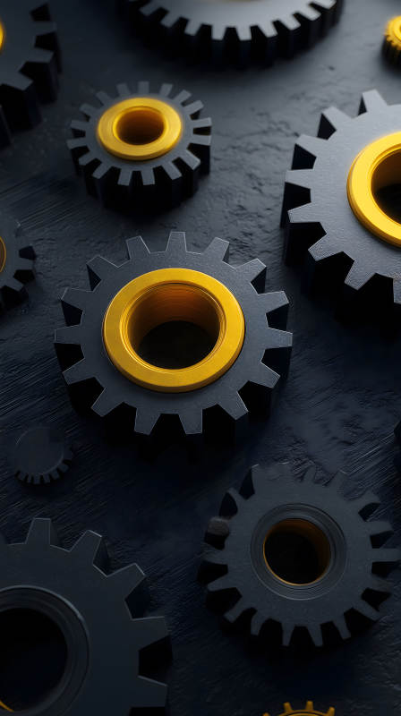 黑色齒輪金色內圈-圖片