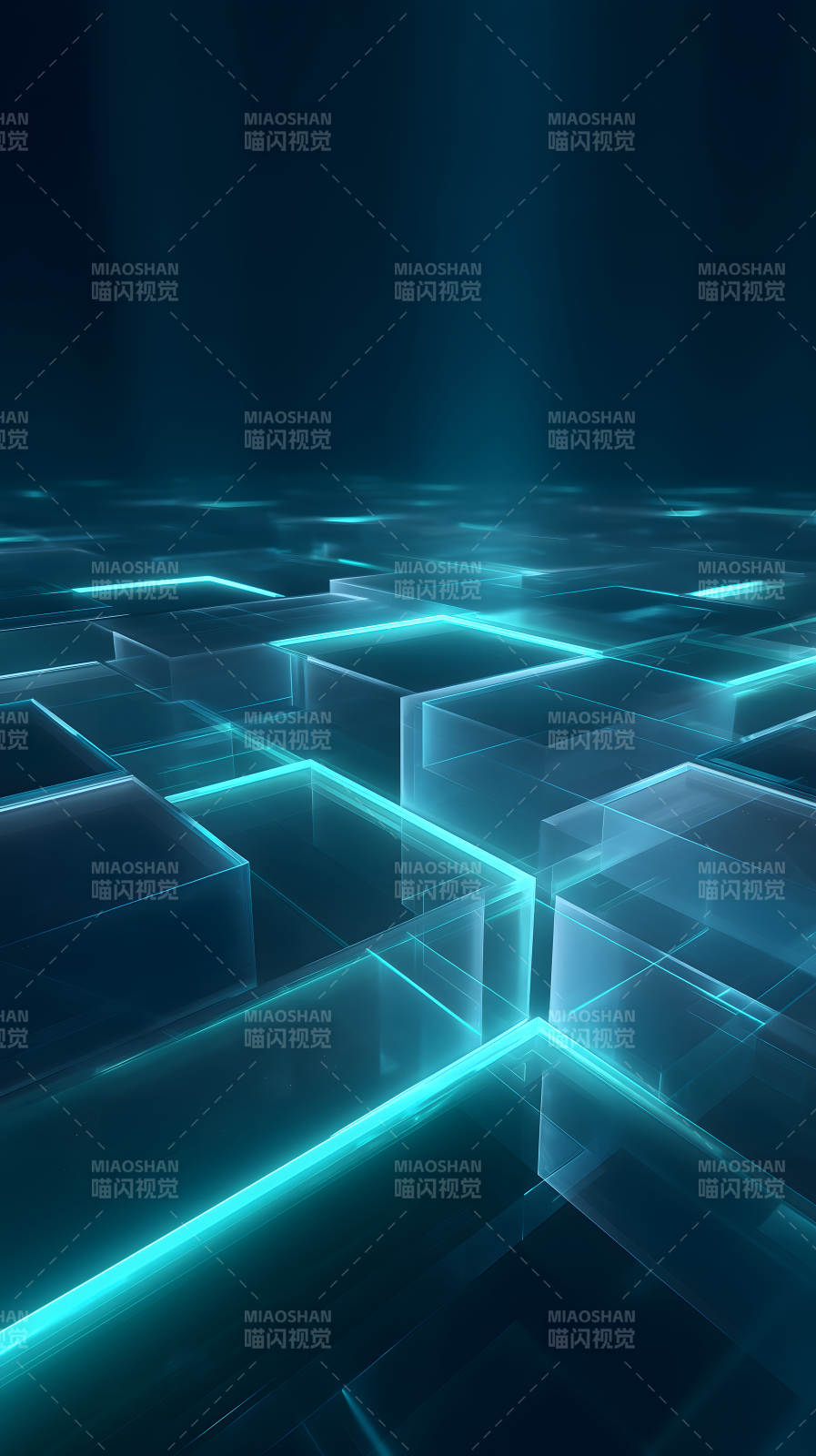 科技感藍(lán)色方塊抽象-圖片