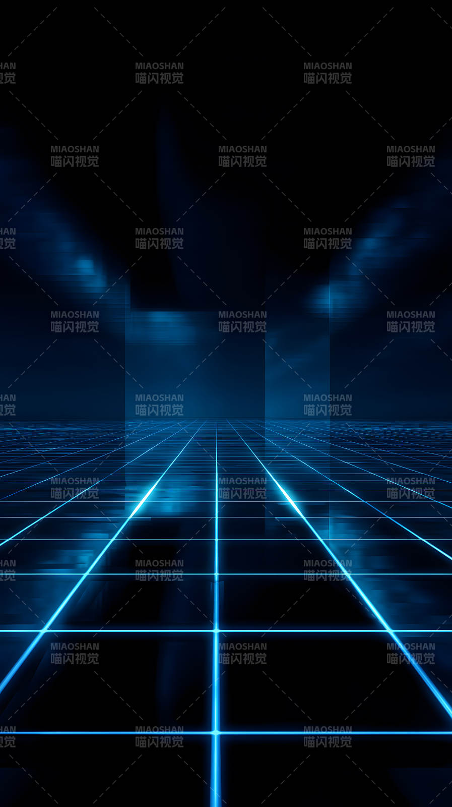 藍色網格空間-圖片