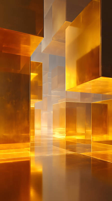 金色空間立方體-圖片