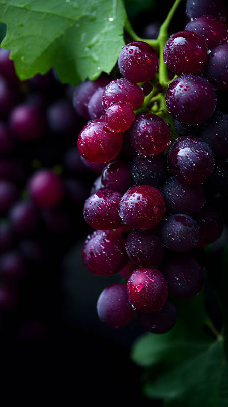 紫葡萄水珠晶瑩剔透-圖片