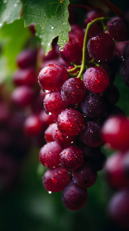 晶瑩剔透的紅葡萄-圖片