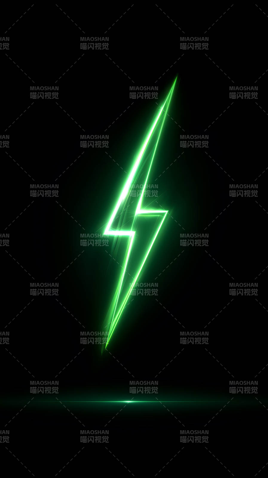 綠色閃電黑背景發光-圖片