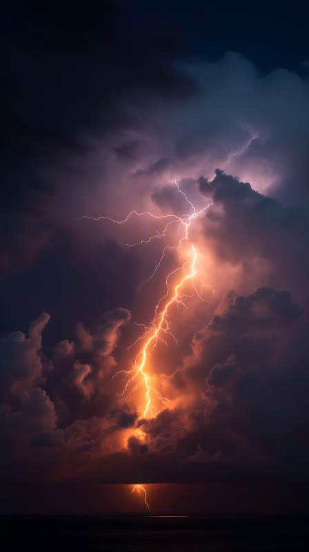 雷電劃破夜空-圖片