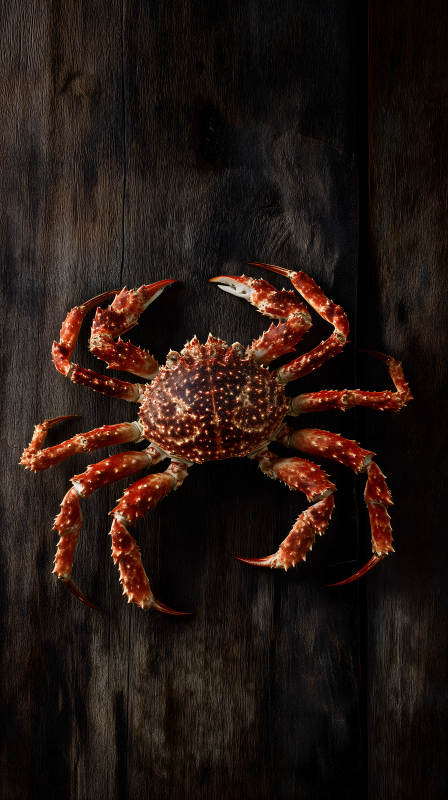 帝王蟹特寫木質背景-圖片