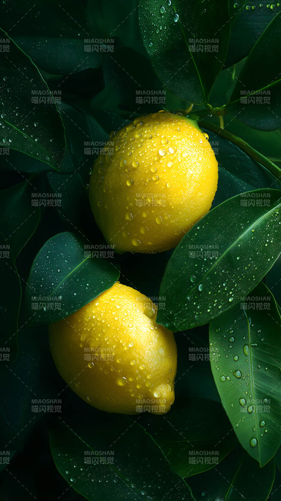 檸檬雨滴點綴翠綠-圖片