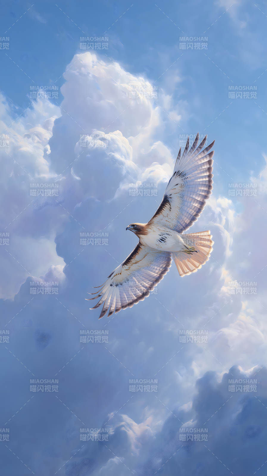 蒼鷹翱翔云海之中-圖片