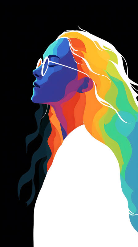 彩虹美人戴眼鏡-圖片