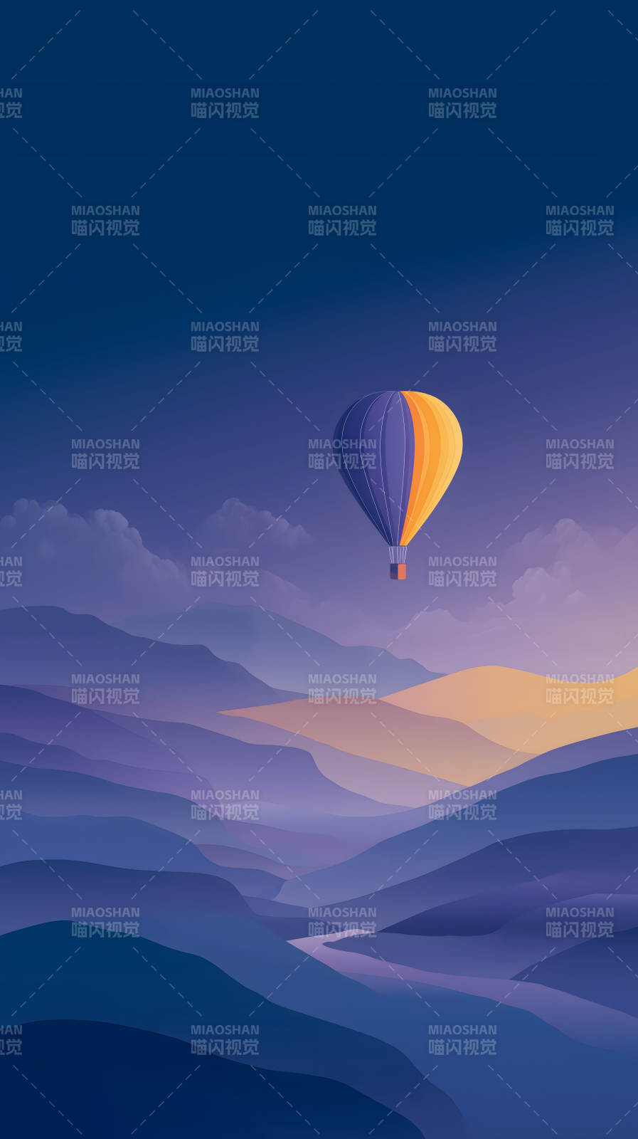 熱氣球翱翔山巒之間-圖片