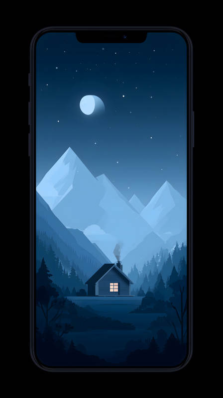 夜幕山居圖-圖片