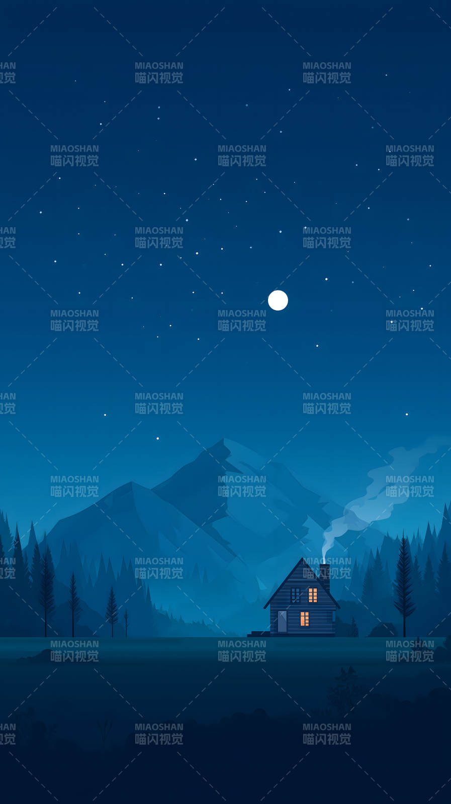 夜空小屋山峰星光點點-圖片