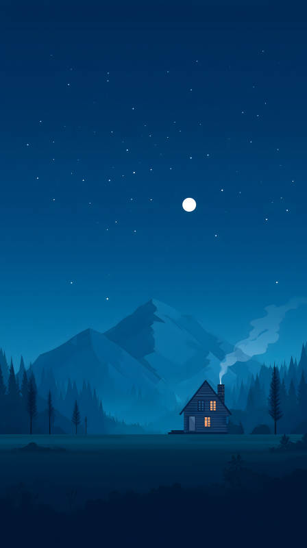 夜空小屋山峰星光點點-圖片