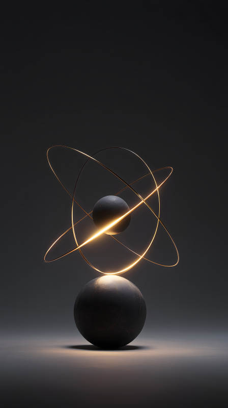 抽象原子模型光影藝術-圖片