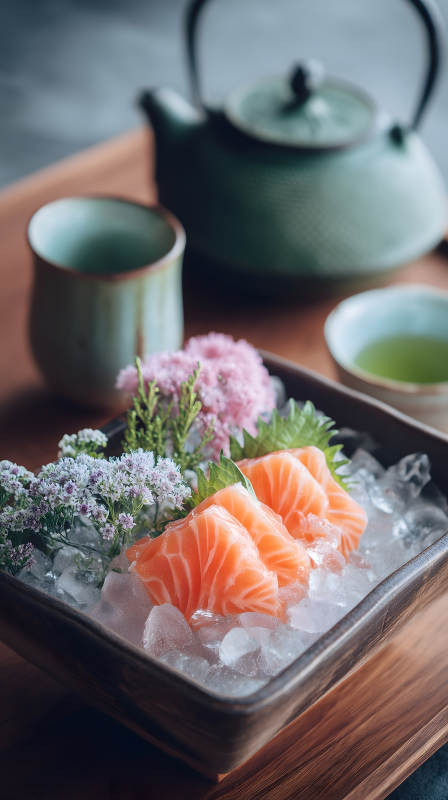 日式料理美味生魚片-圖片