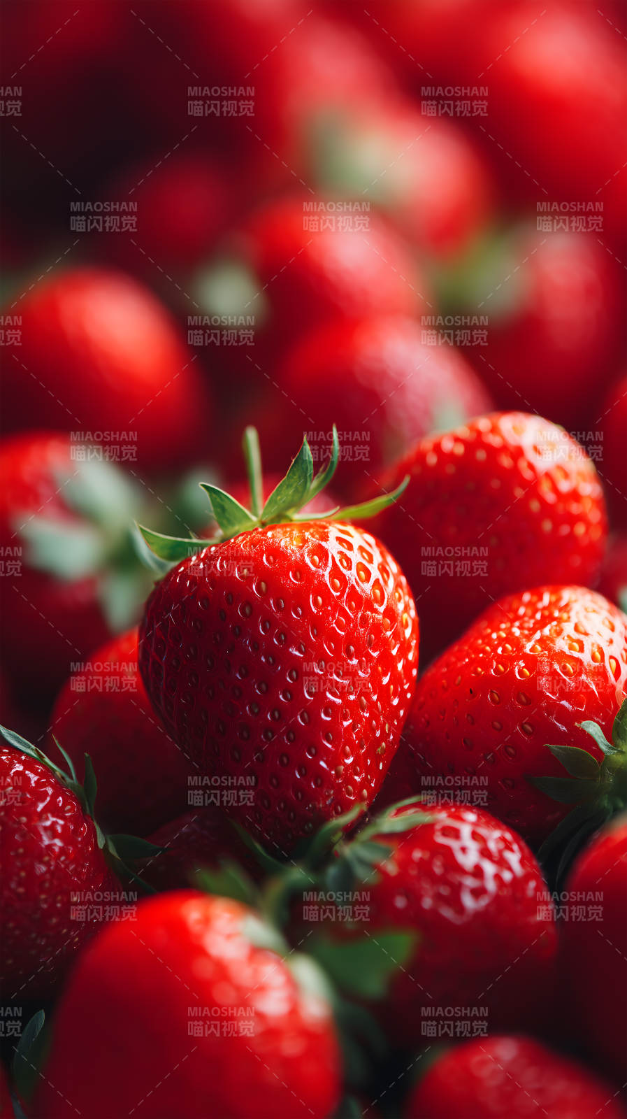 鮮紅欲滴草莓特寫-圖片