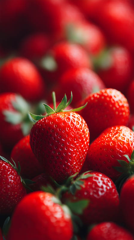 鮮紅欲滴草莓特寫-圖片