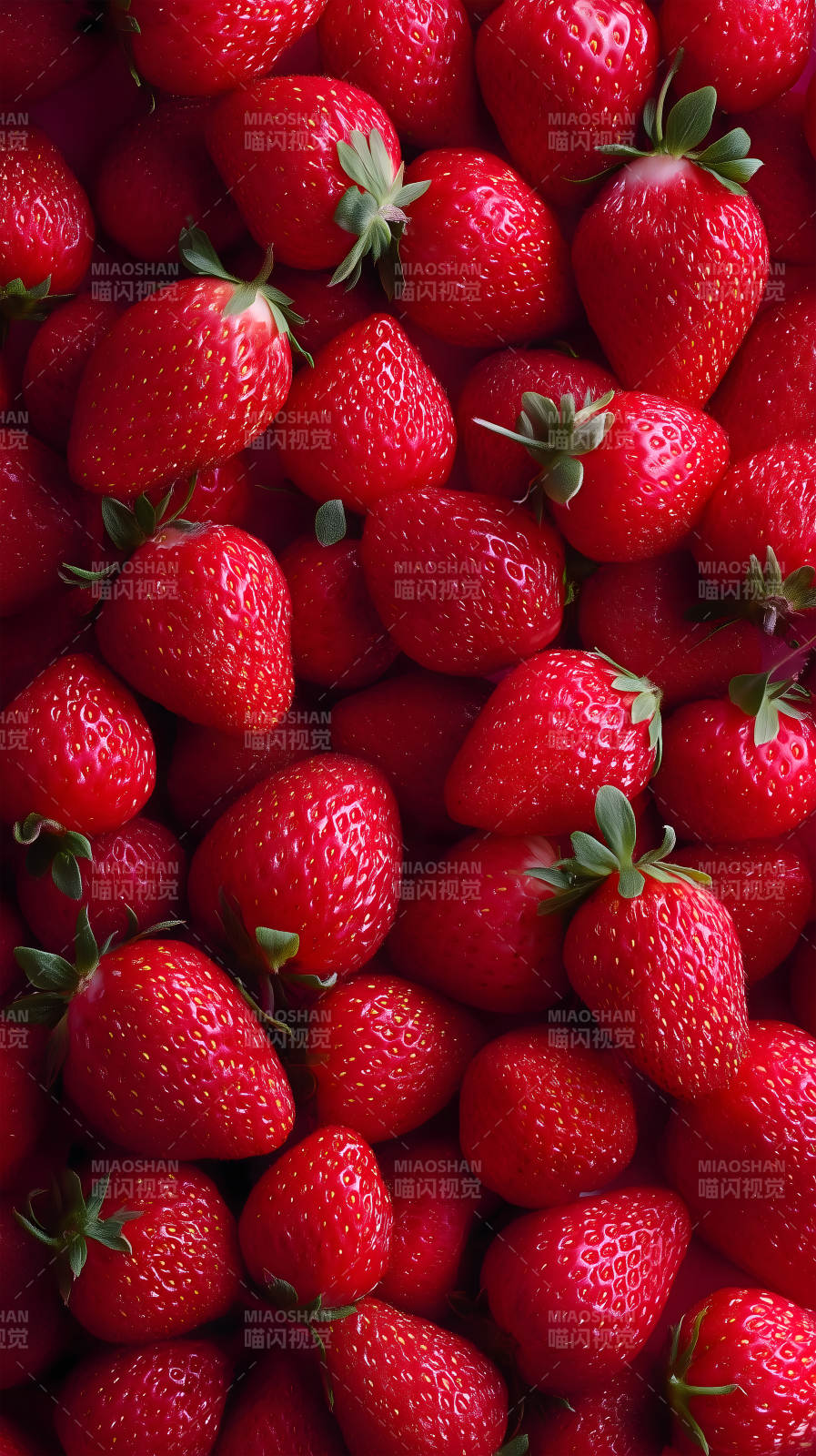 鲜红草莓堆积特写-图片