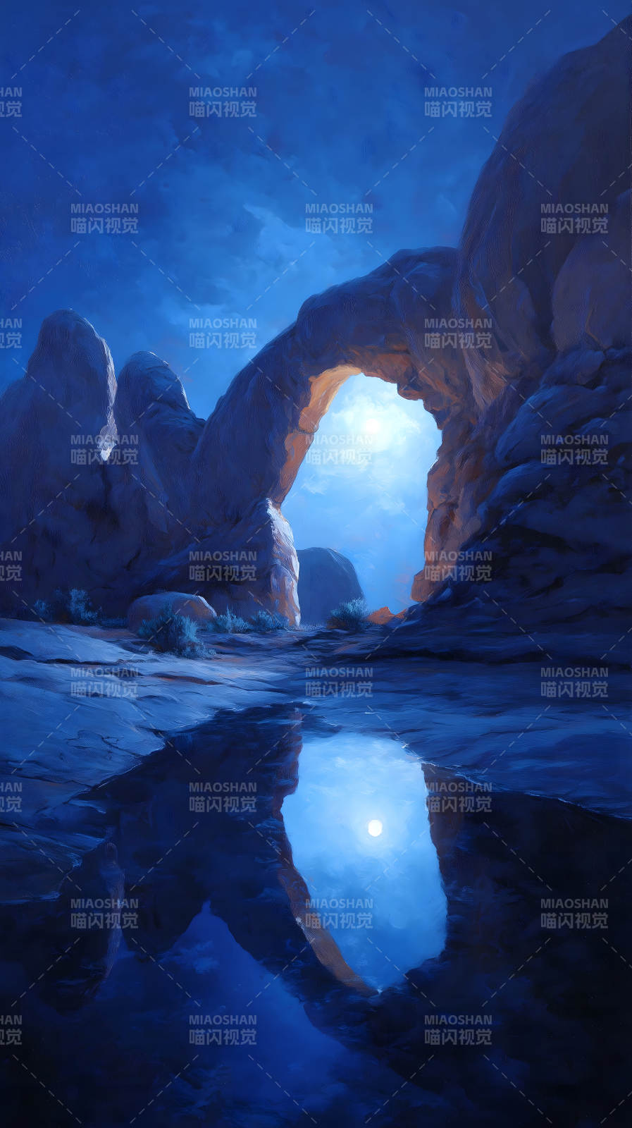 夜空下的石拱-圖片