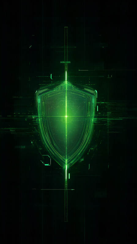 科技感綠色盾牌-圖片