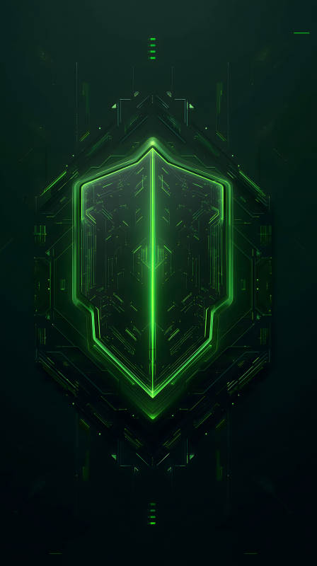 科技感十足的綠色盾牌-圖片