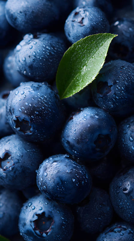 新鮮多汁的藍莓特寫-圖片