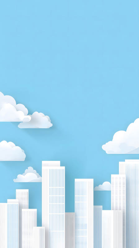 藍天白云與城市高樓-圖片