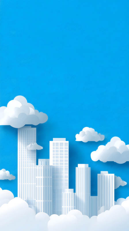 城市剪影藍(lán)天白云-圖片