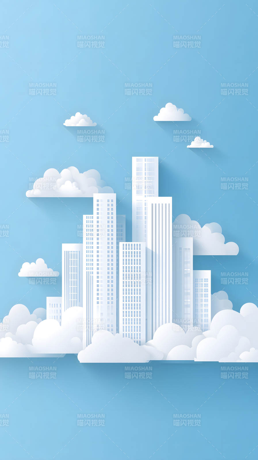 城市云朵插画-图片