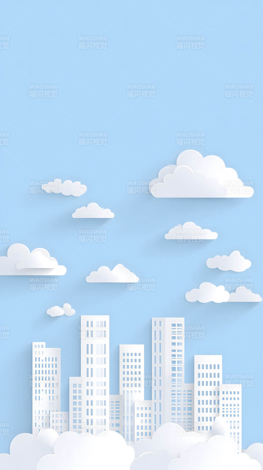 纸片城市与云朵-图片