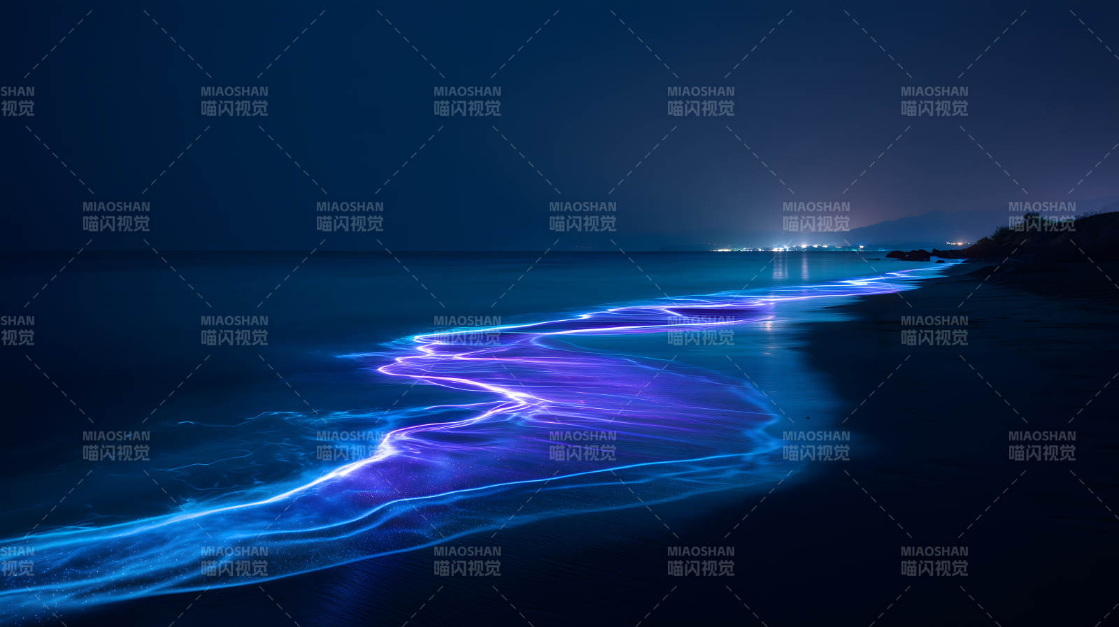 夜幕下的发光海岸-图片