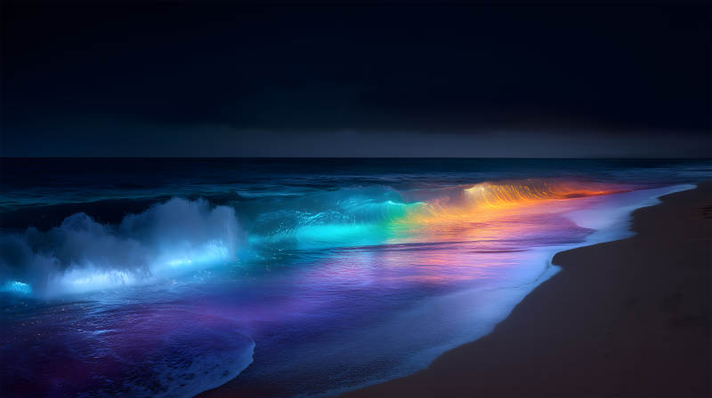 炫彩夜海波光粼粼-圖片