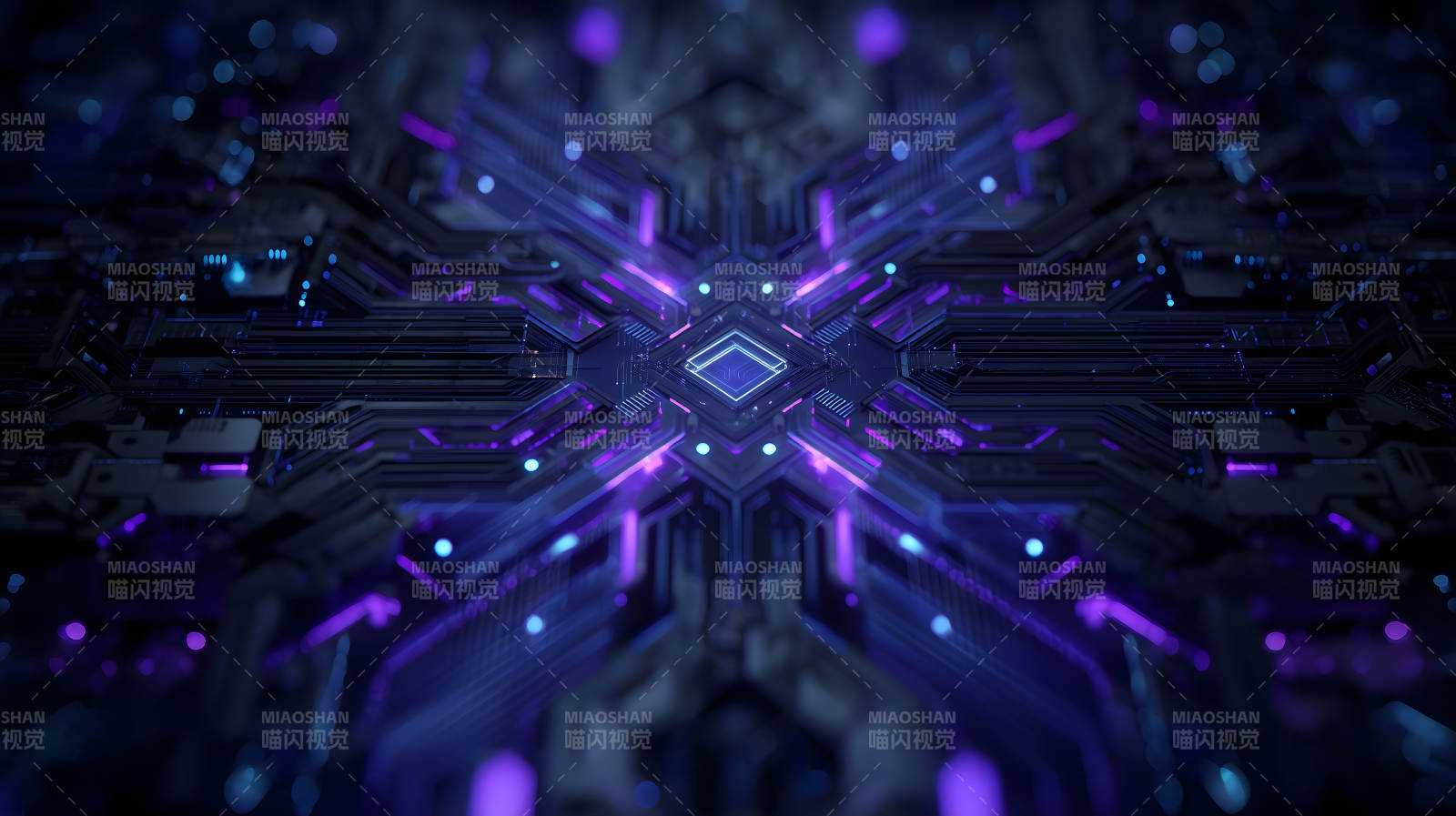 科技感电路板发光-图片