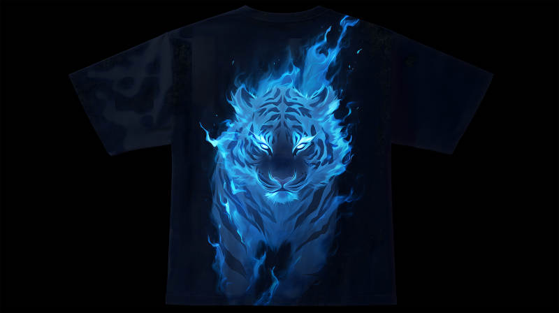 火焰猛虎T恤設計-圖片