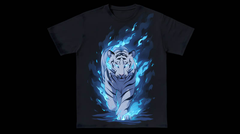 火焰白虎T恤設計-圖片