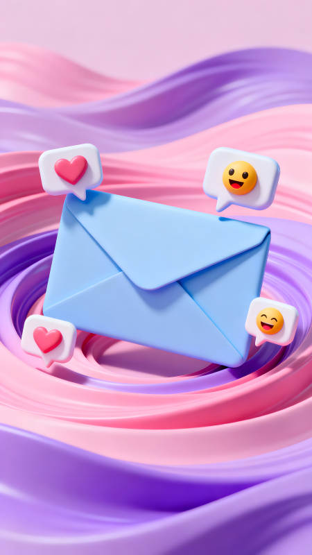 信件与表情泡泡在漩涡背景上-图片