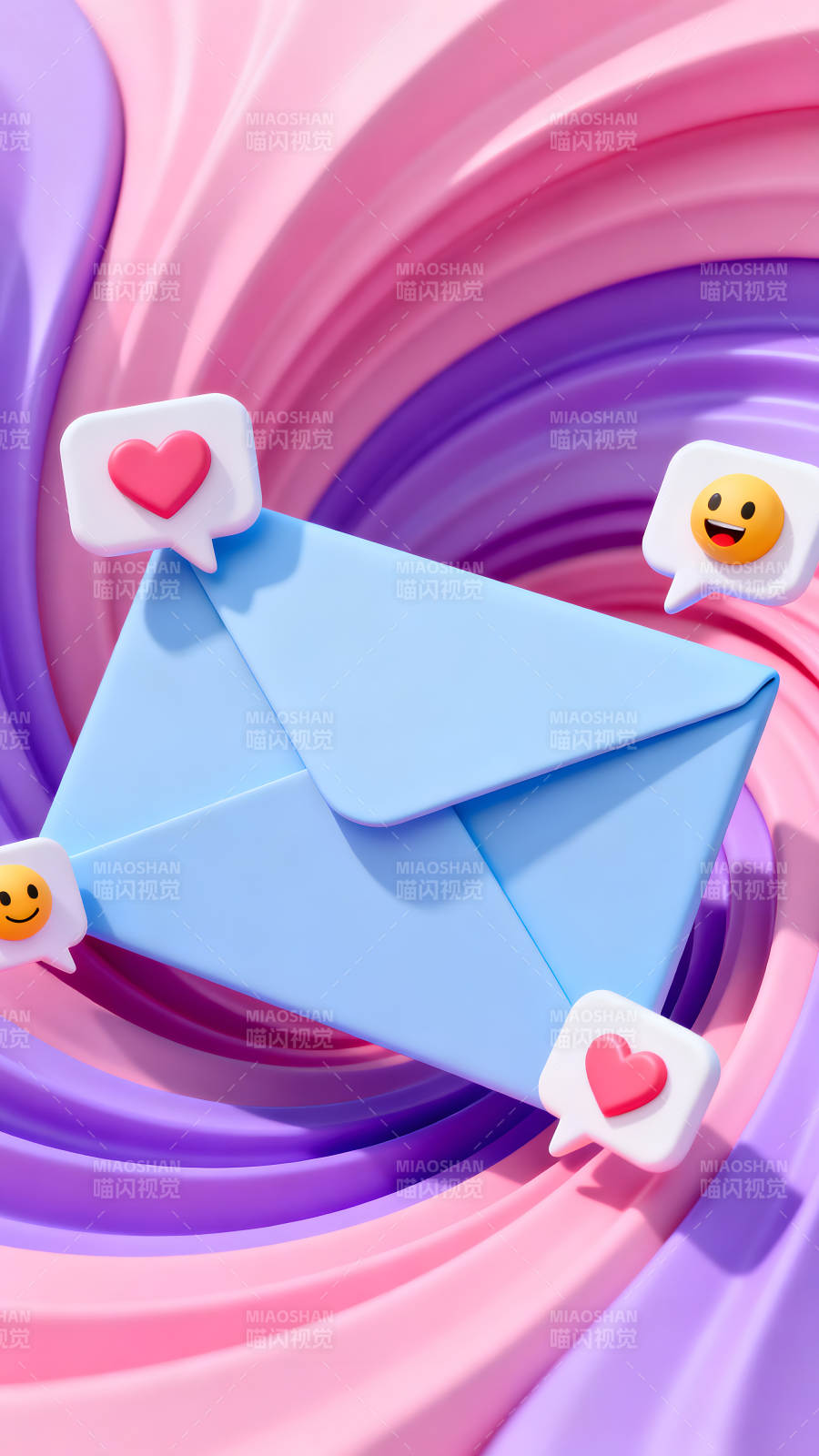 3D信封与表情符号互动-图片