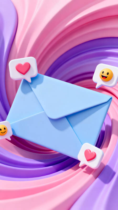 3D信封与表情符号互动-图片